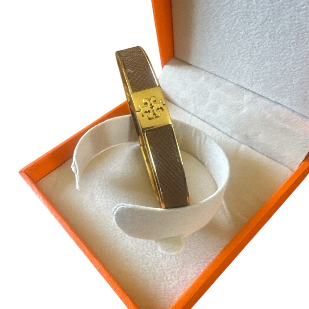 Tory Burch Gold and Brown Jewelry Cuff Bracelet